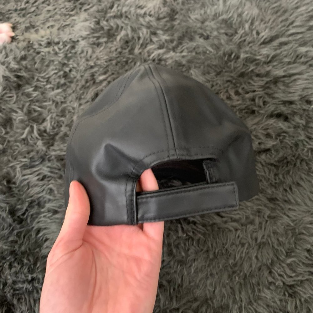 Black Pleather Hat - Picture 2 of 2
